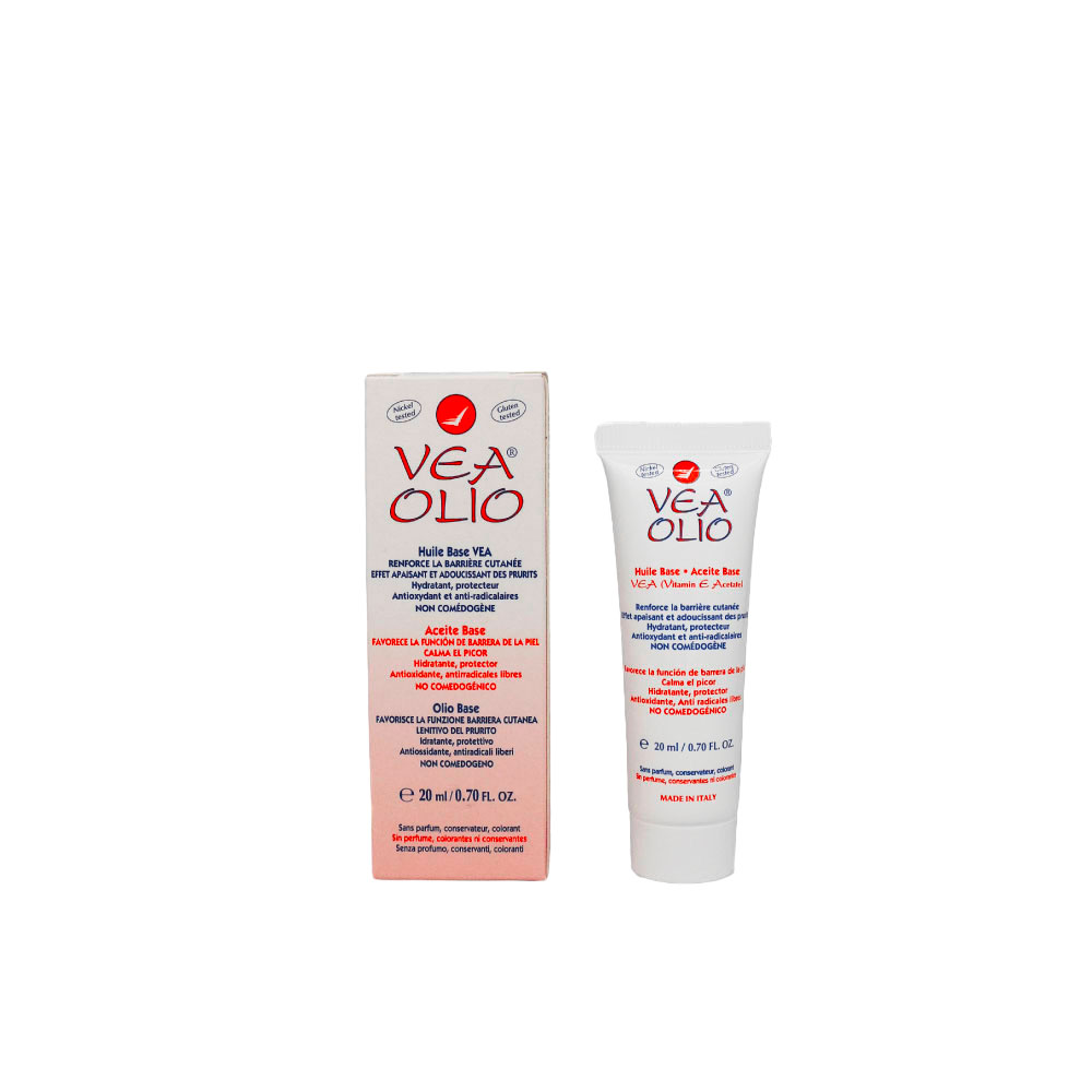 VEA Olio - HUILE BASE VEA –Base crème réparatrice à la vitamine E - Comestible - 20 ml